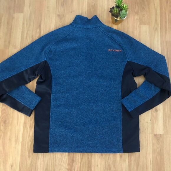 SPYDER Outbound 1/2 Zip Pullover Core Sweater Blue/Black/Orange - Picture 8 of 8